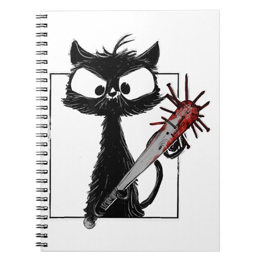 Black Cat Baseball Horror Halloween Notizblock (Vorderseite)