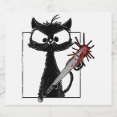 Black Cat Baseball Horror Halloween Schaumweinetikett (Einzelnes Label)