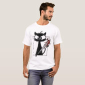 Black Cat Baseball Horror Halloween T-Shirt (Vorne ganz)