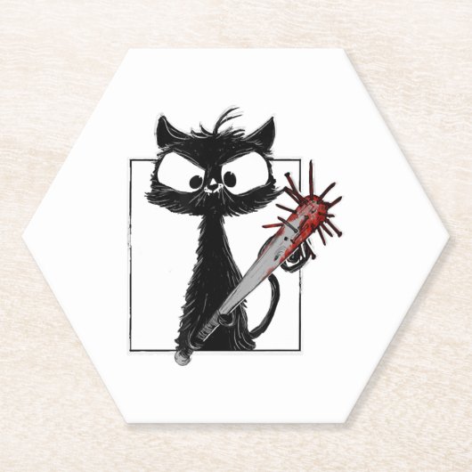 Black Cat Baseball Horror Halloween Untersetzer (Vorderseite)