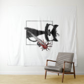Black Cat Baseball Horror Halloween Wandteppich (Beispiel (Horizontal))