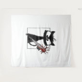 Black Cat Baseball Horror Halloween Wandteppich (Vorderseite (Horizontal))