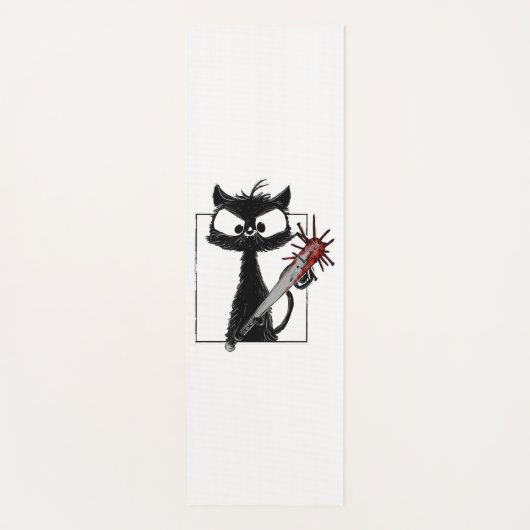 Black Cat Baseball Horror Halloween Yogamatte (Vorderseite)