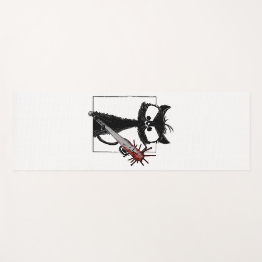 Black Cat Baseball Horror Halloween Yogamatte (Vorderseite (Horizontal))