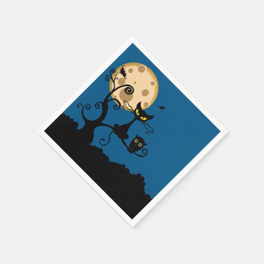 Black Cat, Bat und Owl Halloween Serviette (Ecke)