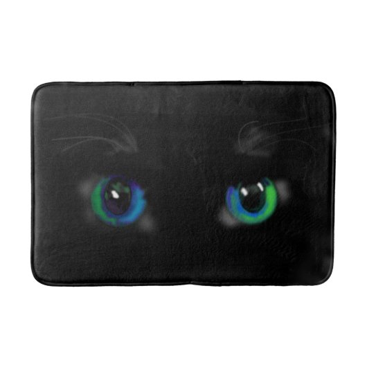 Black Cat Bath Mat Blue Green Eyes Badematte (Vorderseite)