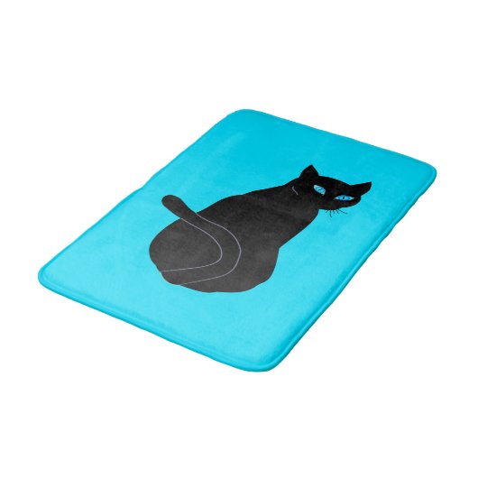 Black Cat Bath Mat - Custom Colors - Blue Eyes Badematte (Schrägansicht)