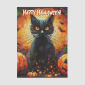 Black Cat Bats Pumpkins Personalisierte Decoupage Seidenpapier (Vorderseite)