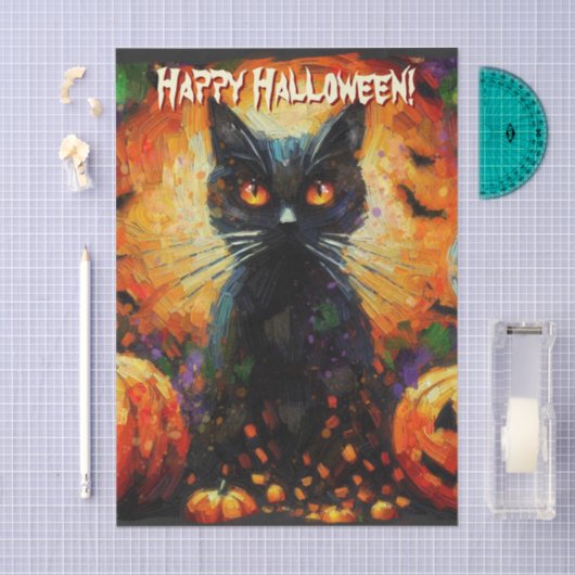Black Cat Bats Pumpkins Personalisierte Decoupage Seidenpapier (Handwerk)