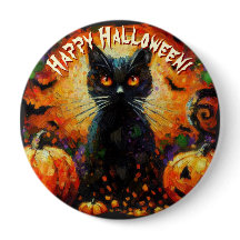 Black Cat Bats Pumpkins Whimsical Personalized