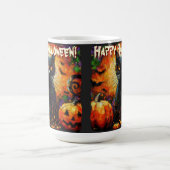 Black Cat Bats Pumpkins Whimsical Personalized Kaffeetasse (Mittel)