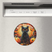 Black Cat Bats Pumpkins Whimsical Personalized Magnet (In Situ (Geschirrspüler))