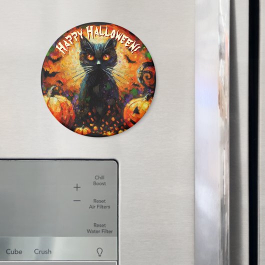 Black Cat Bats Pumpkins Whimsical Personalized Magnet (In Situ (Kühlschrank))