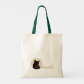 Black Cat Begleiter Boho Stil Tragetasche (Rückseite)
