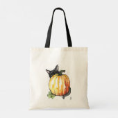 Black Cat Behind Pumpkin Tote Bag Tragetasche (Rückseite)