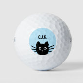Black Cat Benutzerdefinierter Name Funny Peeking C Golfball (Vorderseite)