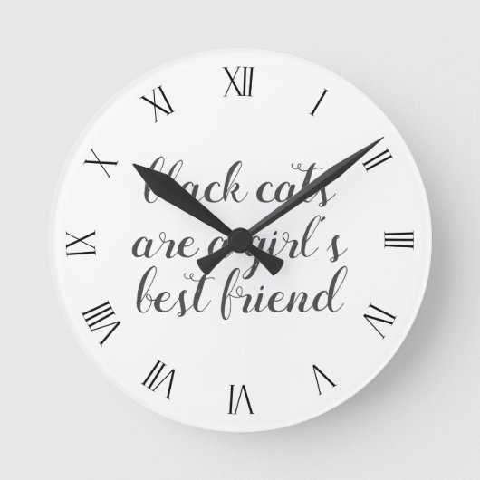 Black Cat Best Friends Quote Wall Clock Runde Wanduhr (Vorderseite)