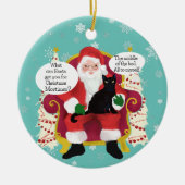 Black Cat besucht Santa Funny Custom Foto Keramik Ornament (Vorne)