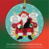 Black Cat besucht Santa Funny Custom Foto Keramik Ornament
