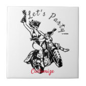 Black Cat Biker Babe Thunder_Cove Fliese (Vorderseite)