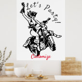 Black Cat Biker Babe Thunder_Cove Poster (Küche)