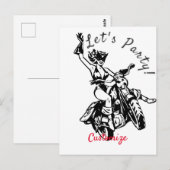 Black Cat Biker Babe Thunder_Cove Postkarte (Vorne/Hinten)