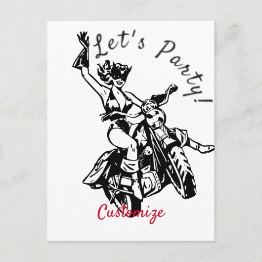 Black Cat Biker Babe Thunder_Cove Postkarte (Vorderseite)