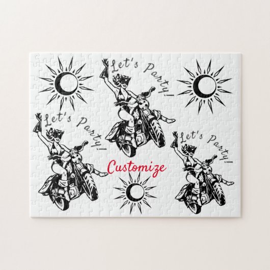 Black Cat Biker Babe Thunder_Cove Puzzle (Horizontal)