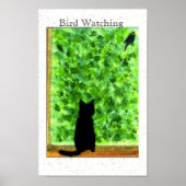 Black Cat Bird Spaß Tierart beobachten Poster (Vorne)