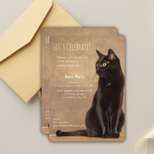 Black Cat Birthday Einladung