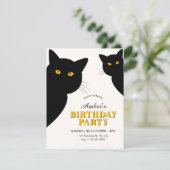 Black cat birthday einladung (Stehend Vorderseite)