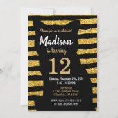 Black Cat Birthday Einladung / Glam / Glitzer (Vorderseite)