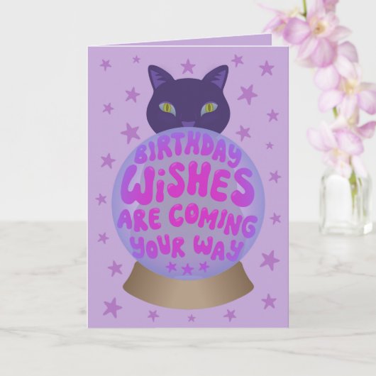 Black Cat Birthday Fortune Karte (Orchidee)