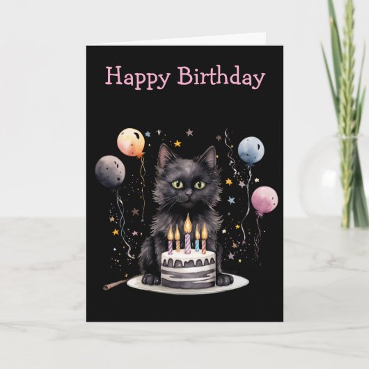 Black Cat Birthday Karte (Vorderseite)