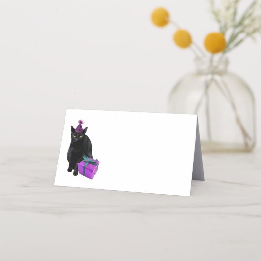 Black Cat Birthday Party Platzkarten (Vorderseite)