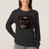 Black Cat Biting Chocolate T-Shirt (Vorderseite)