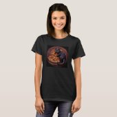 Black Cat Biting Pizza T-Shirt (Vorne ganz)