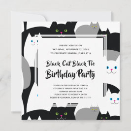 Black Cat Black Krawatte Funny Birthday Party lädt Einladung