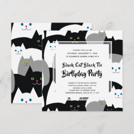 Black Cat Black Krawatte Funny Birthday Party lädt Einladung
