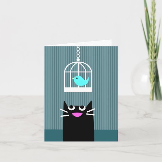 Black Cat & Blue Bird-Blindkarte Karte (Vorderseite)