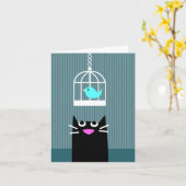 Black Cat & Blue Bird-Blindkarte Karte (Gelbe Blume)