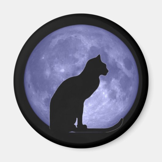 Black Cat Blue Moon Kühlschrankmagnet (Vorne)