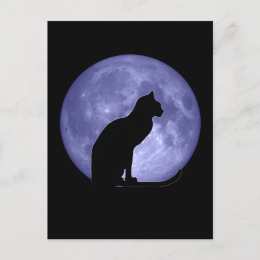 Black Cat Blue Moon Postkarte (Vorderseite)