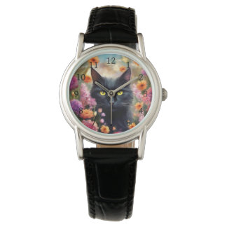 Black Cat Blume Garden Cat 736 Armbanduhr