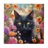 Black Cat Blume Garden Cat 736 Fliese (Vorderseite)