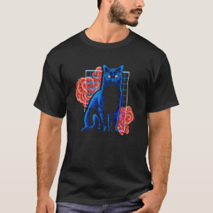 Black Cat Blume Kitten Haustiere Katzen Besitzer T-Shirt
