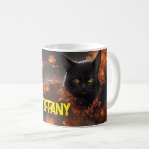 Black Cat Blume Magie Alltagshalbum Kaffeetasse