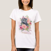 Black Cat & Blume Päpst Lover T-Shirt (Vorderseite)