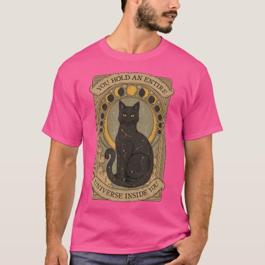 Black Cat Boho Tarot Card Crescent Moon Phasen Ast T-Shirt (Vorderseite)