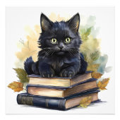 Black Cat Book Stack Fotodruck (Vorne)